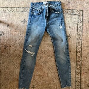 Zara Ripped Blue Skinny Jeans